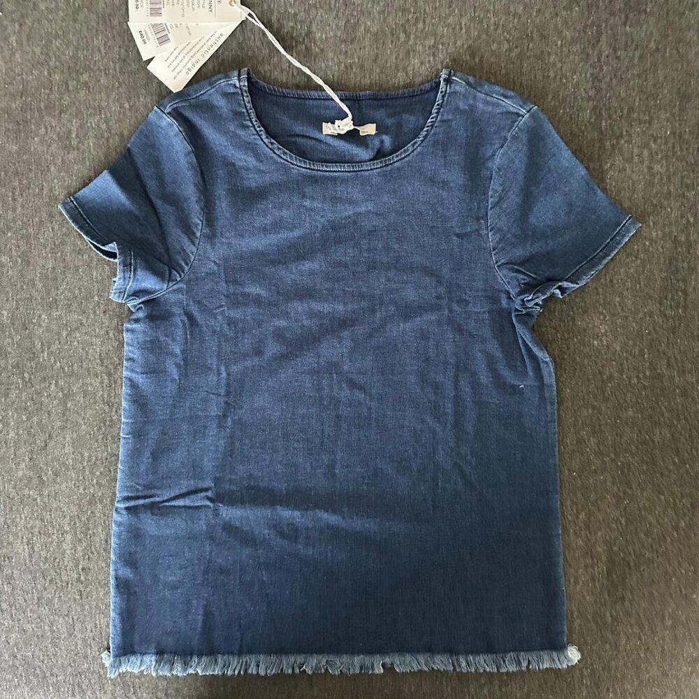 French connection indigo denim cut off ss tee
